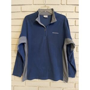 Columbia Men's Long Sleeve Fleece‎ 1/4 zip Pullover Size Med. Blue Lightweight